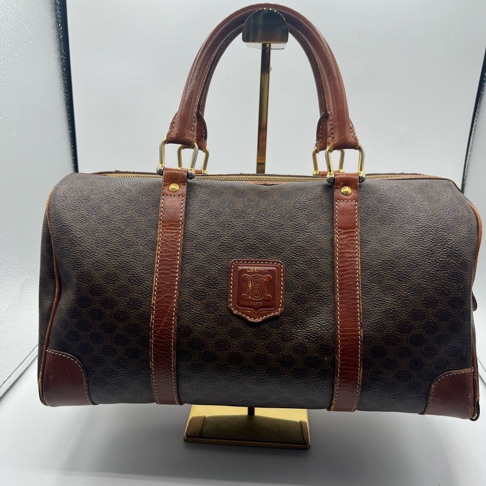 Celine Vintage Macadam Canvas Boston Bag